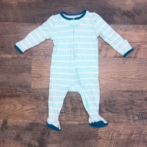 Cloud Island Baby Pajamas Size 3-6 Months Seafoam Green and Blue One Way Zip